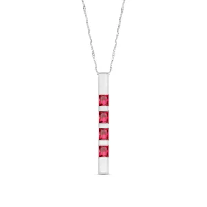 Ruby Hazel Vertical Bar Pendant Necklace in White Gold